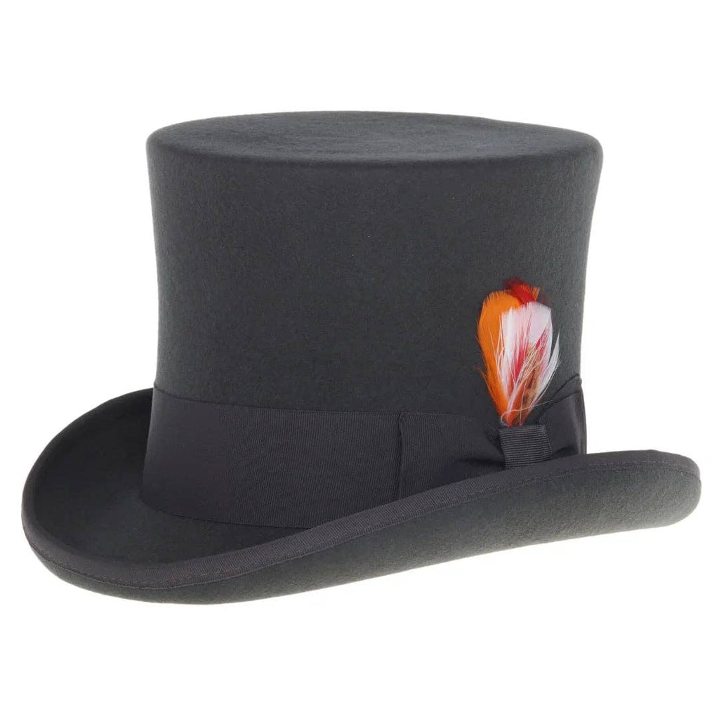 Charcoal wool top hat.