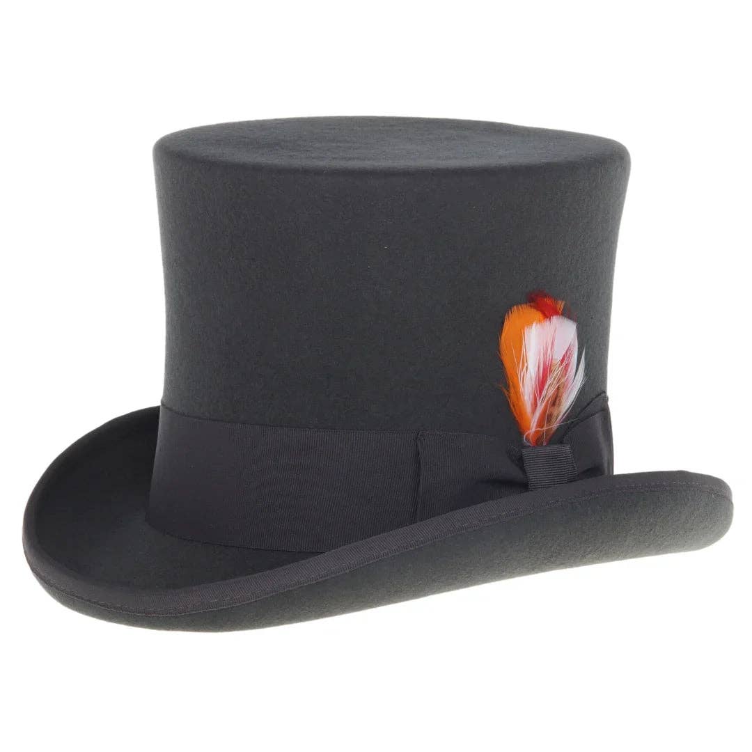Charcoal wool top hat.