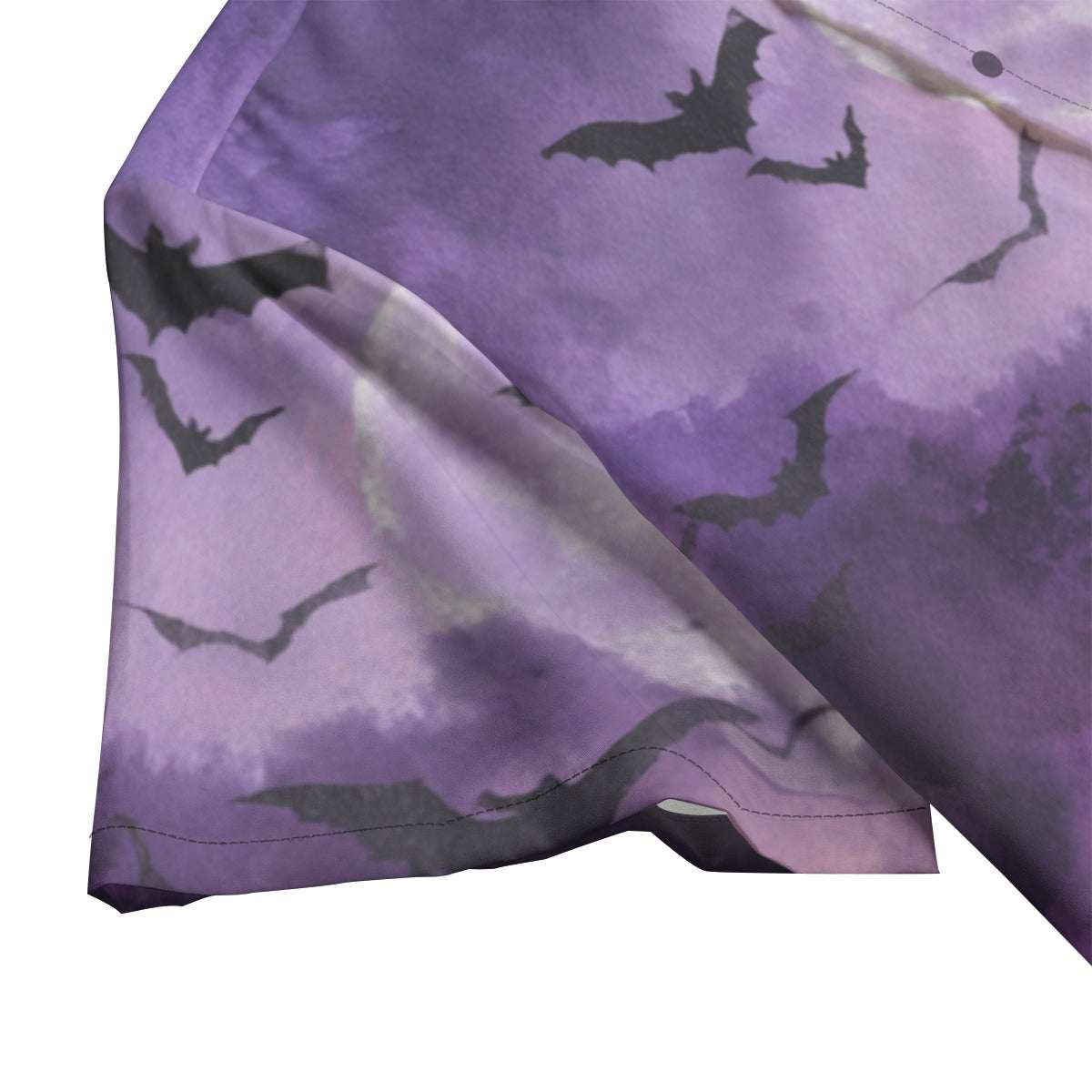 Bats in the Moonlight Gothic Button-Up Shirt featuring a moonlit sky design with silhouetted bats.
