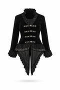 Black velvet tailed jacket.