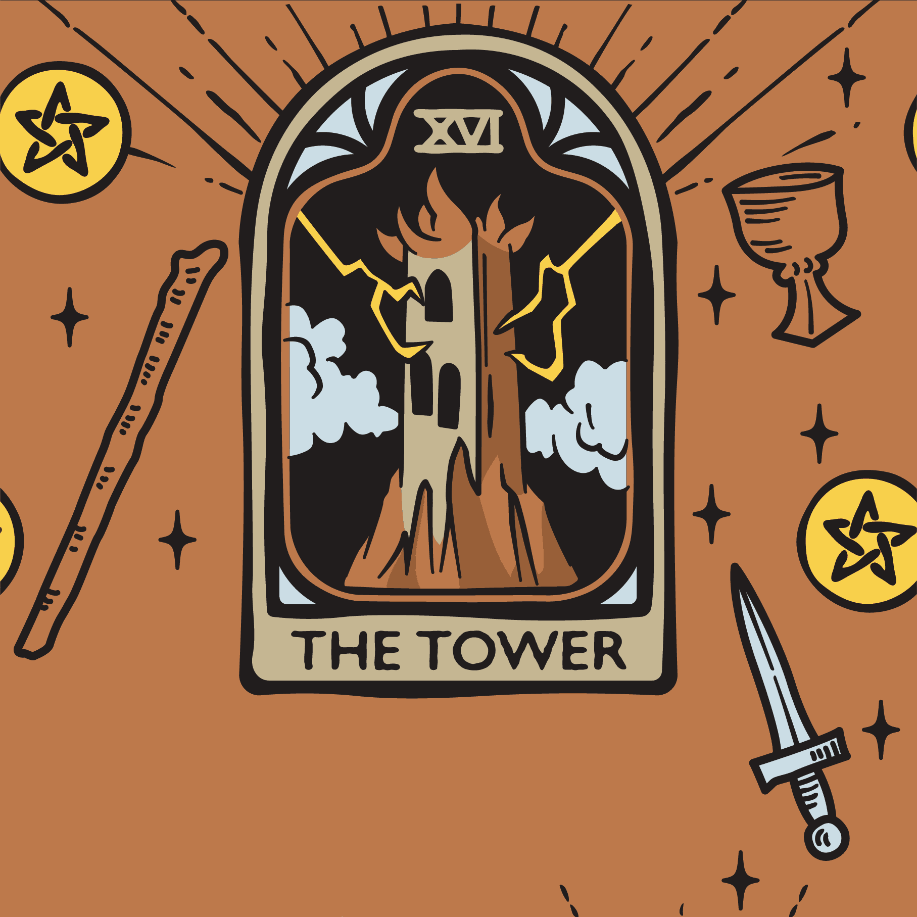 The Tower Tarot Nouveau Crew Socks - ResirWrecked Costumes