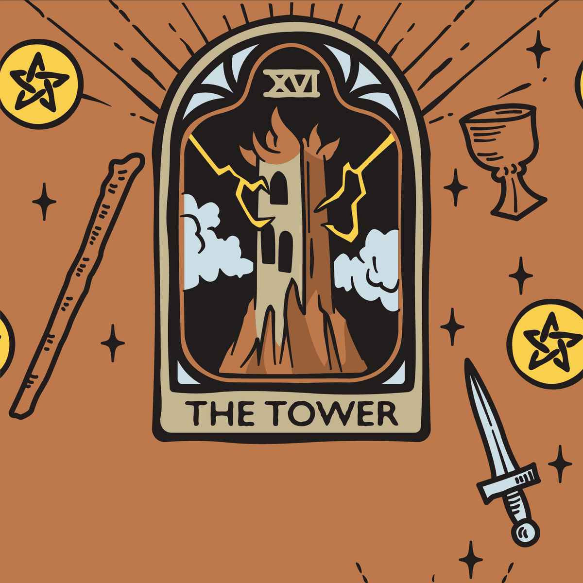 The Tower Tarot Nouveau Crew Socks - ResirWrecked Costumes
