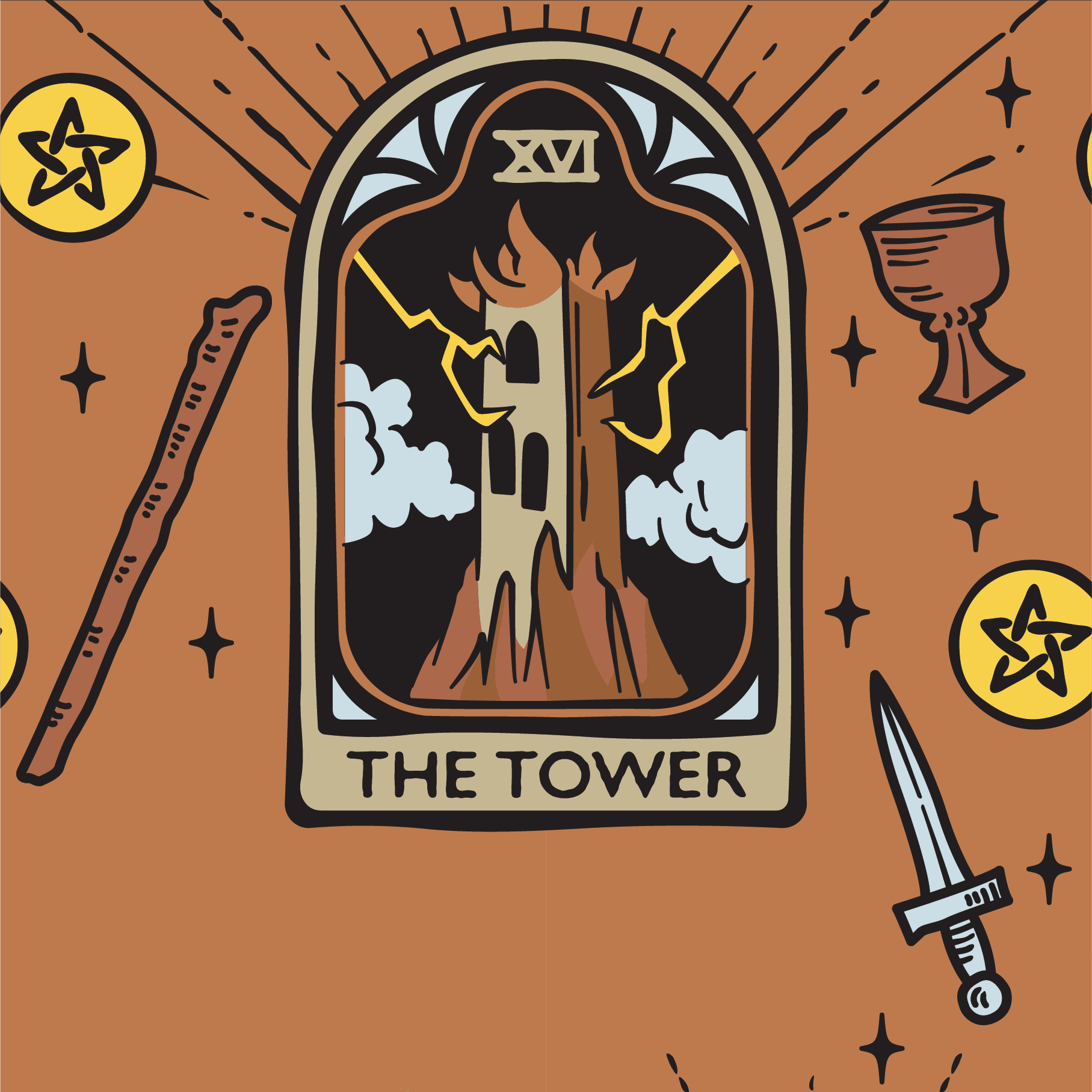 The Tower Tarot Nouveau Crew Socks - ResirWrecked Costumes