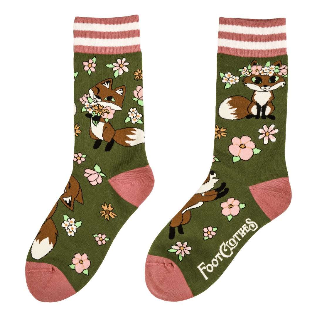 Floral Foxes Crew Socks - ResirWrecked Costumes