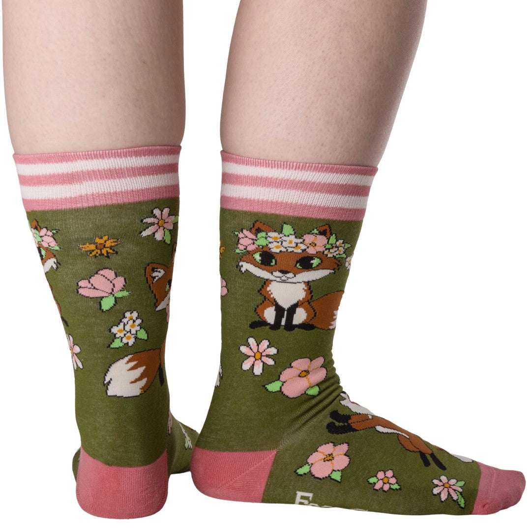 Floral Foxes Crew Socks - ResirWrecked Costumes