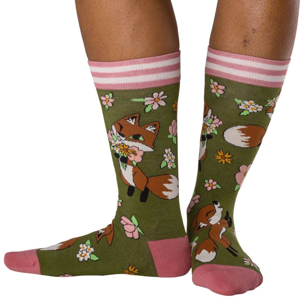 Floral Foxes Crew Socks - ResirWrecked Costumes
