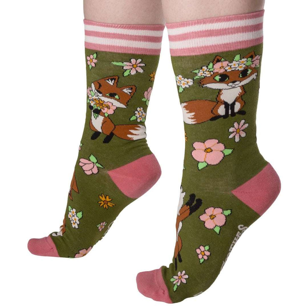 Floral Foxes Crew Socks - ResirWrecked Costumes