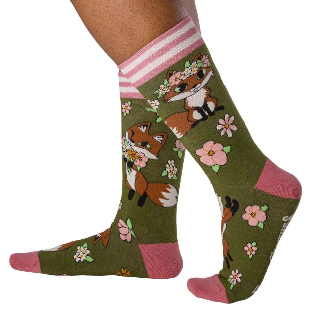 Floral Foxes Crew Socks - ResirWrecked Costumes
