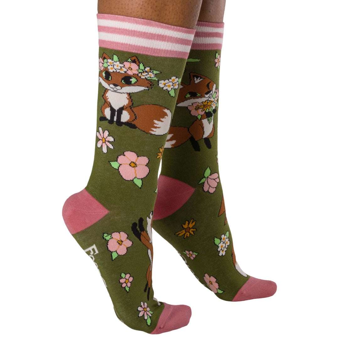 Floral Foxes Crew Socks - ResirWrecked Costumes