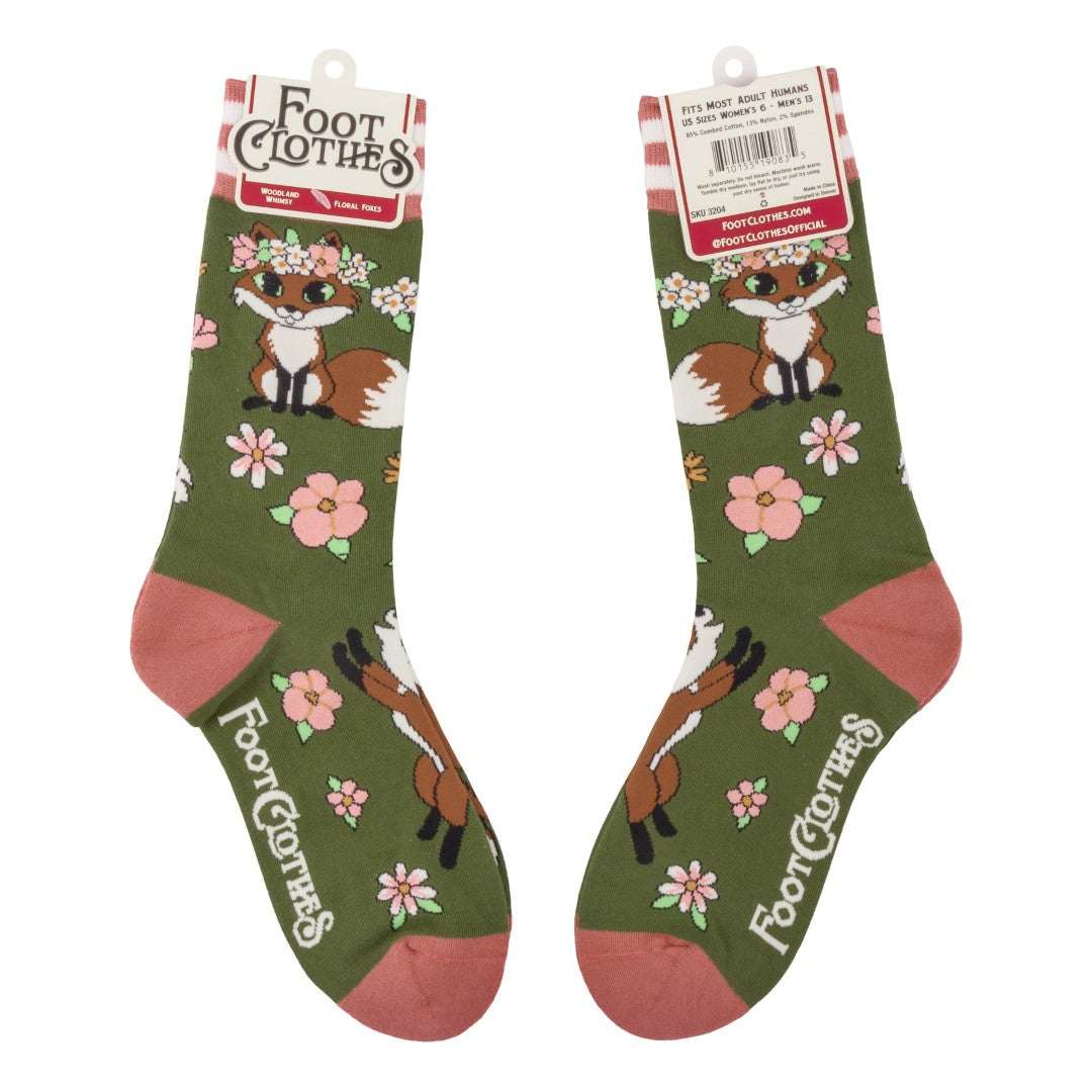 Floral Foxes Crew Socks - ResirWrecked Costumes