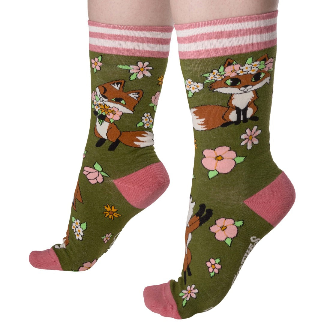 Floral Foxes Crew Socks - ResirWrecked Costumes