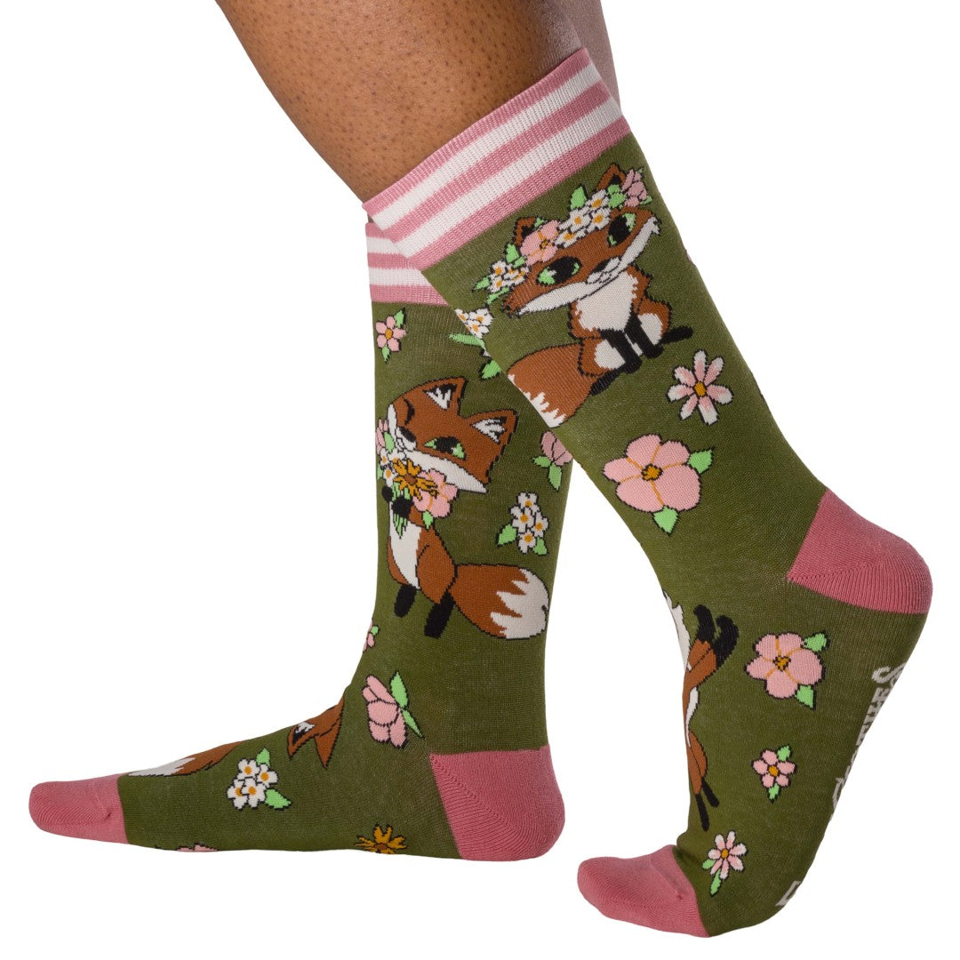 Floral Foxes Crew Socks - ResirWrecked Costumes