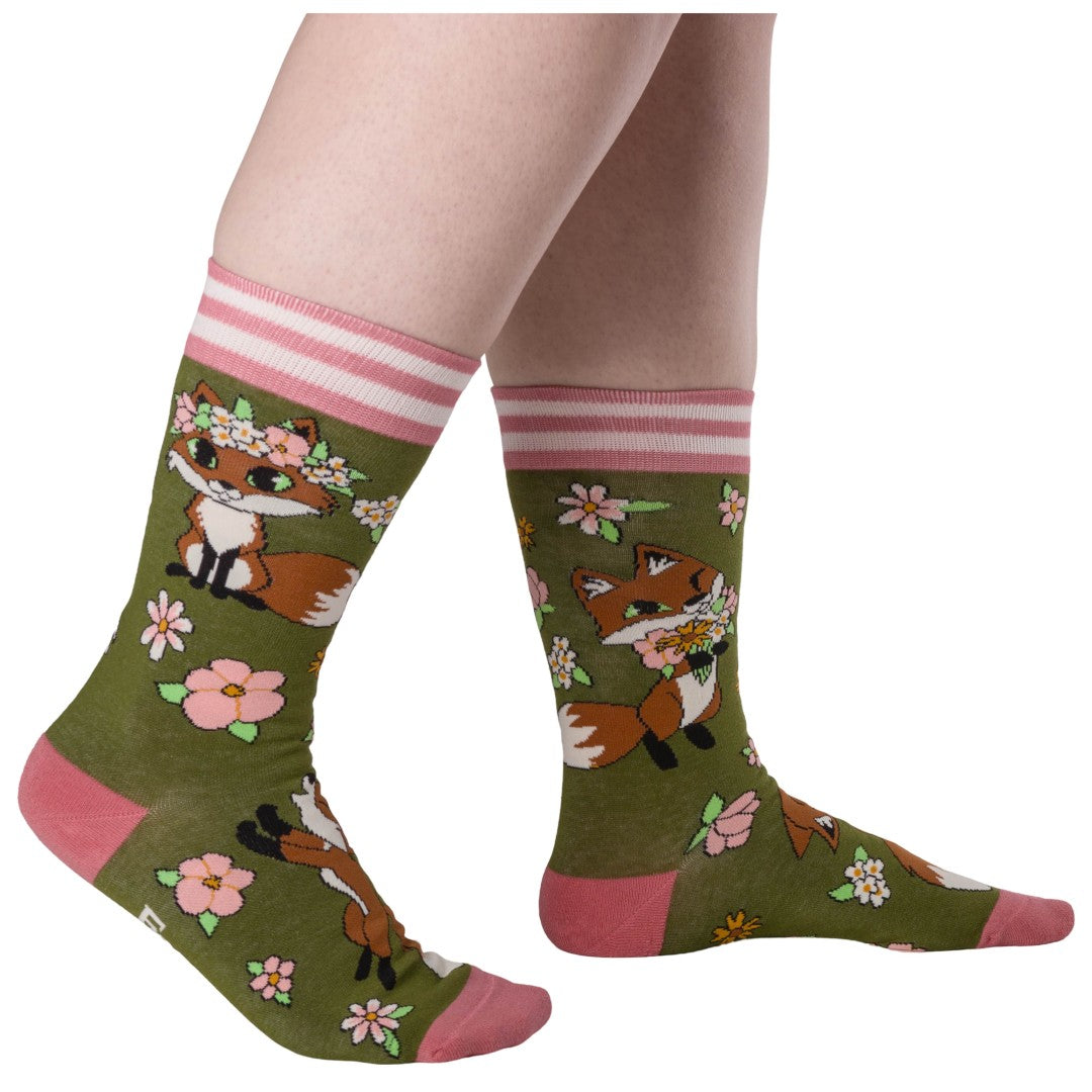 Floral Foxes Crew Socks - ResirWrecked Costumes