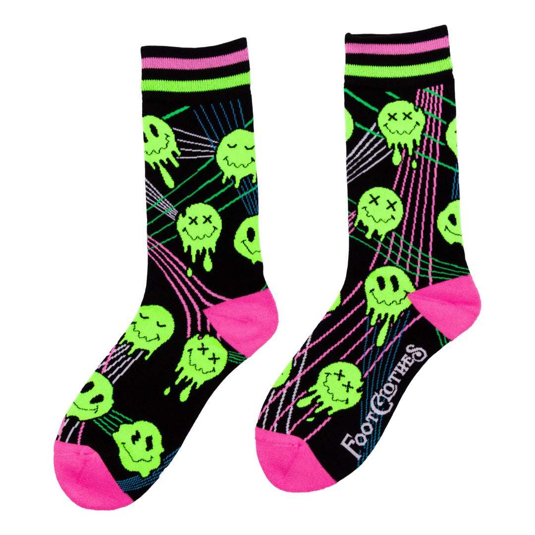 Laser BassFace Melt Supreme UV Reactive Crew Socks - ResirWrecked Costumes