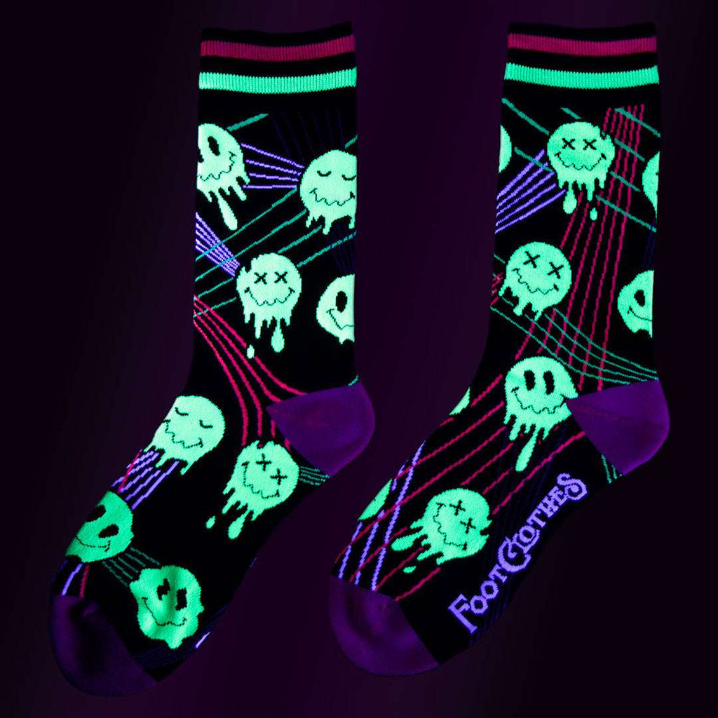 Laser BassFace Melt Supreme UV Reactive Crew Socks - ResirWrecked Costumes