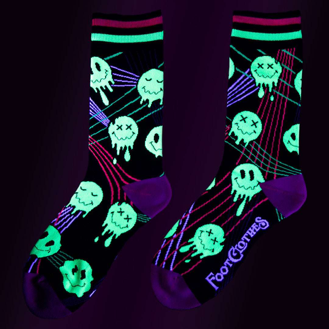 Laser BassFace Melt Supreme UV Reactive Crew Socks - ResirWrecked Costumes