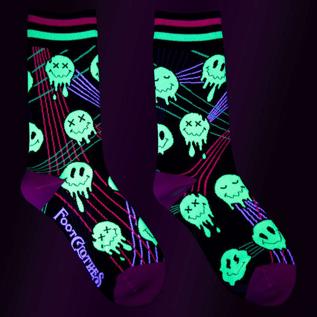 Laser BassFace Melt Supreme UV Reactive Crew Socks - ResirWrecked Costumes