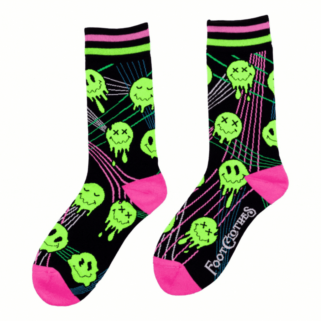 Laser BassFace Melt Supreme UV Reactive Crew Socks - ResirWrecked Costumes