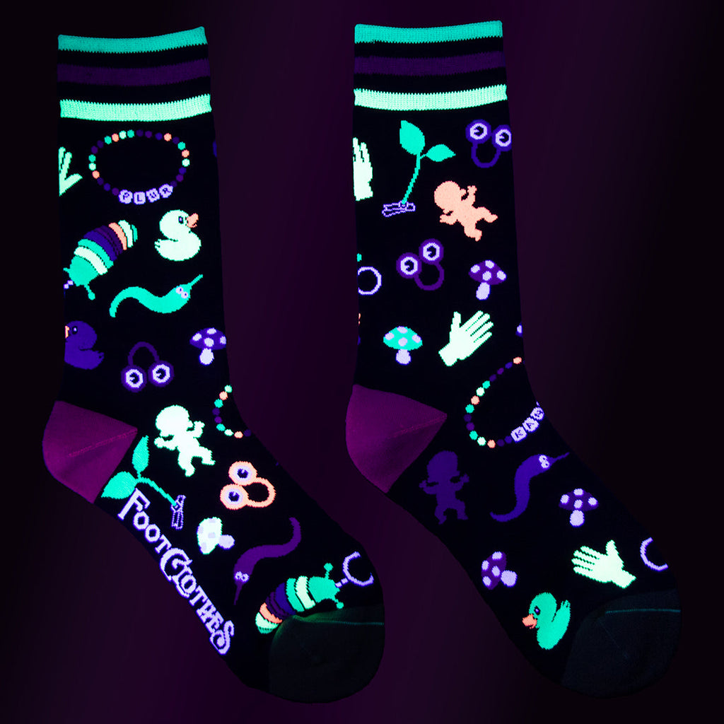 Tiny Trinkets UV Reactive Crew Socks - ResirWrecked Costumes