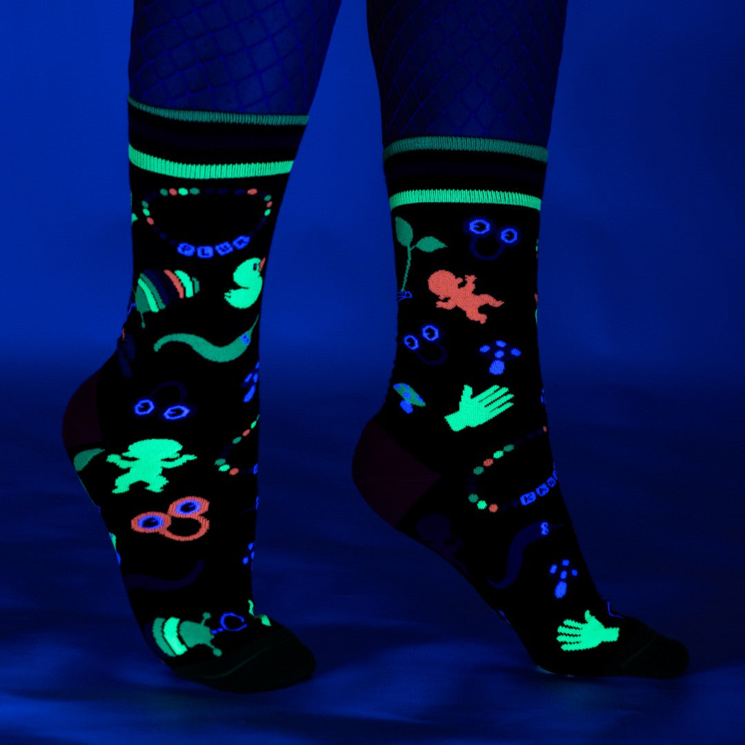 Tiny Trinkets UV Reactive Crew Socks - ResirWrecked Costumes