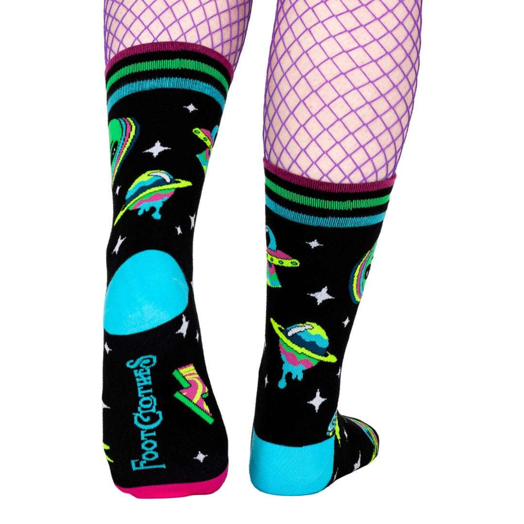Spaced Out Alien UV Reactive Crew Socks - ResirWrecked Costumes