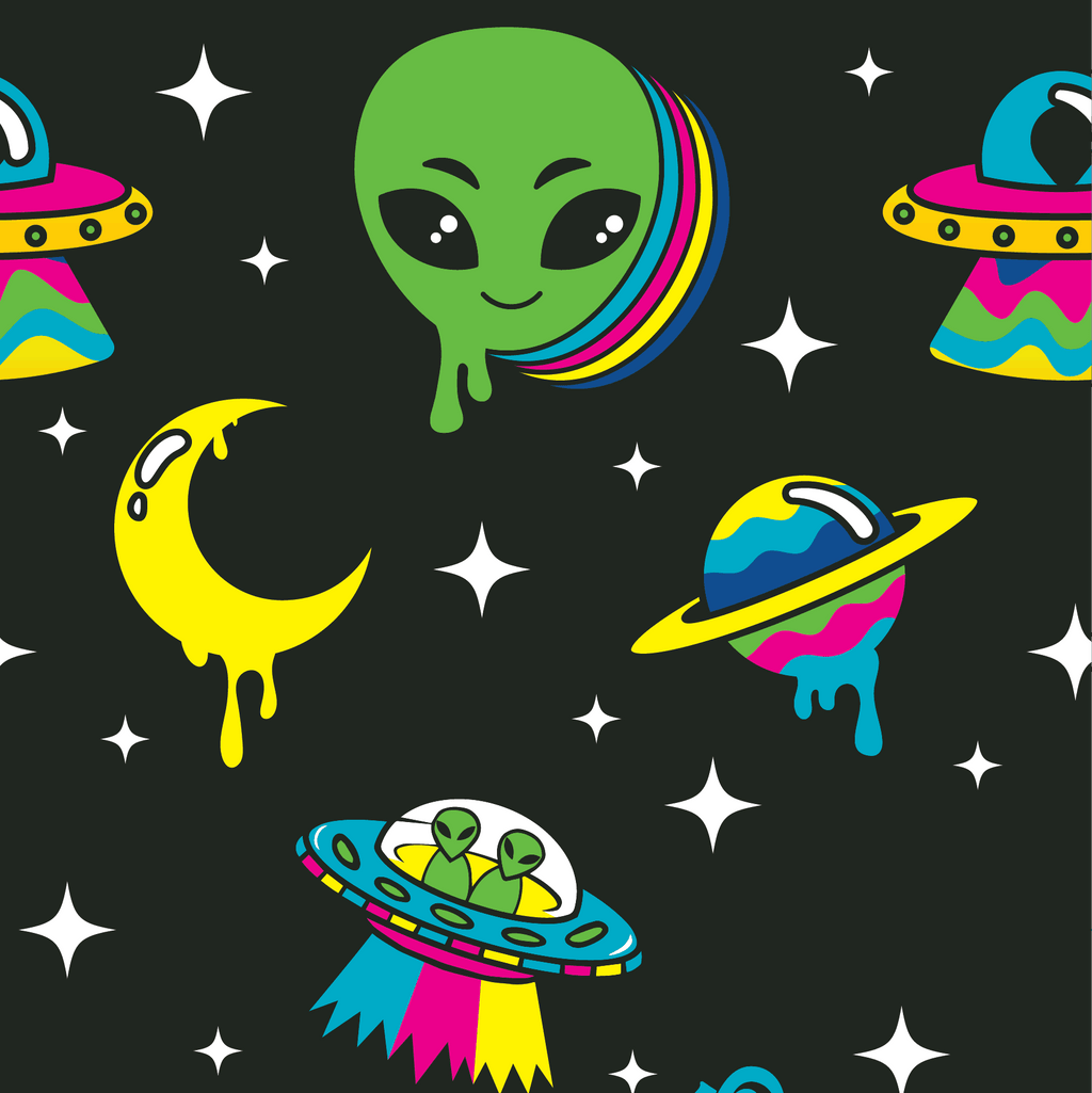 Spaced Out Alien UV Reactive Crew Socks - ResirWrecked Costumes