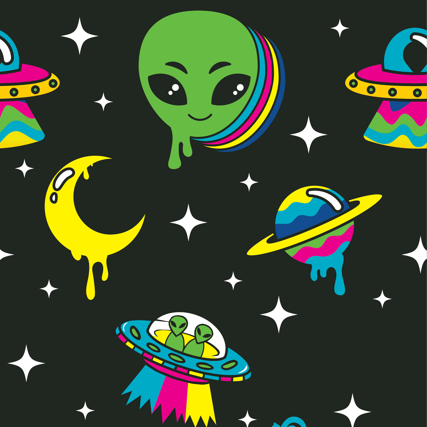 Spaced Out Alien UV Reactive Crew Socks - ResirWrecked Costumes