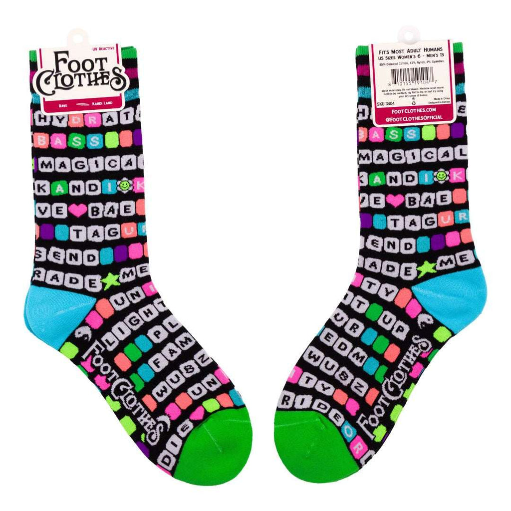 Kandi Land UV Reactive Crew Socks - ResirWrecked Costumes