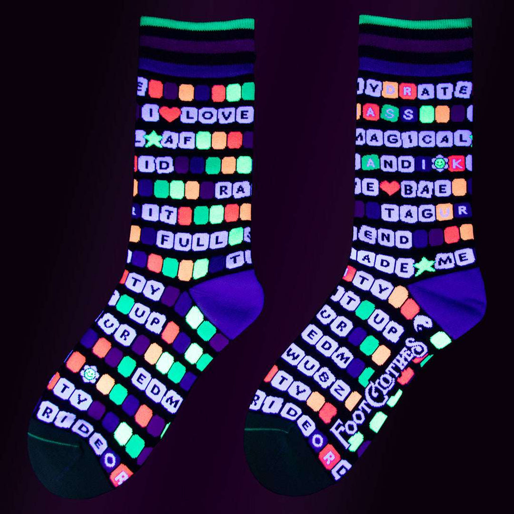 Kandi Land UV Reactive Crew Socks - ResirWrecked Costumes