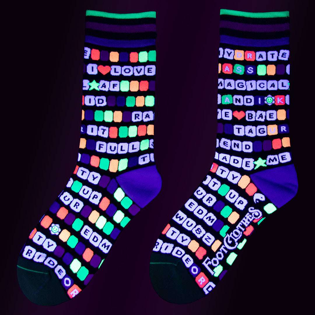 Kandi Land UV Reactive Crew Socks - ResirWrecked Costumes