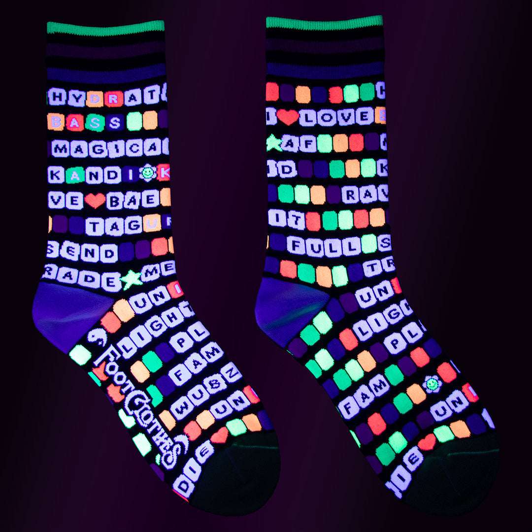 Kandi Land UV Reactive Crew Socks - ResirWrecked Costumes