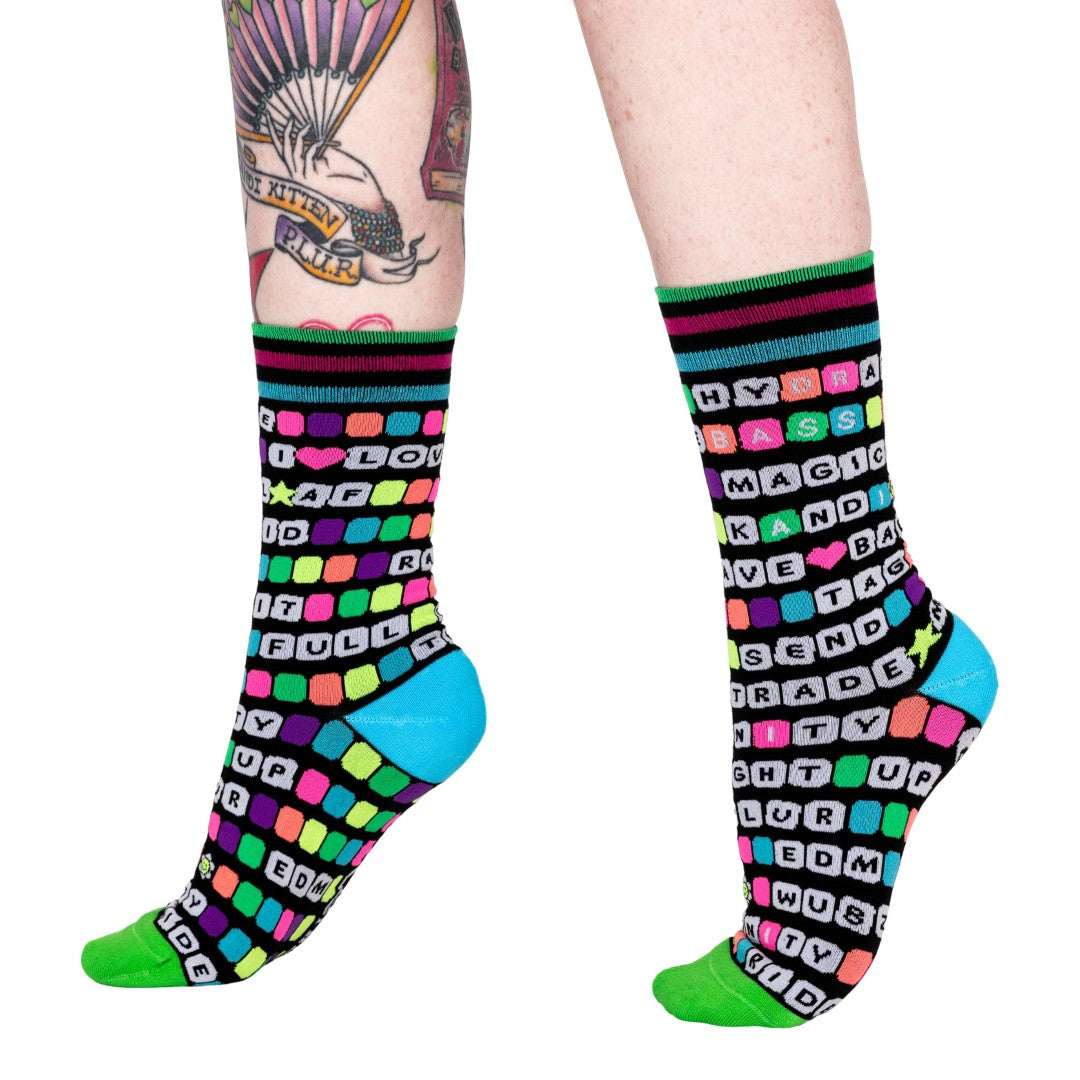 Kandi Land UV Reactive Crew Socks - ResirWrecked Costumes