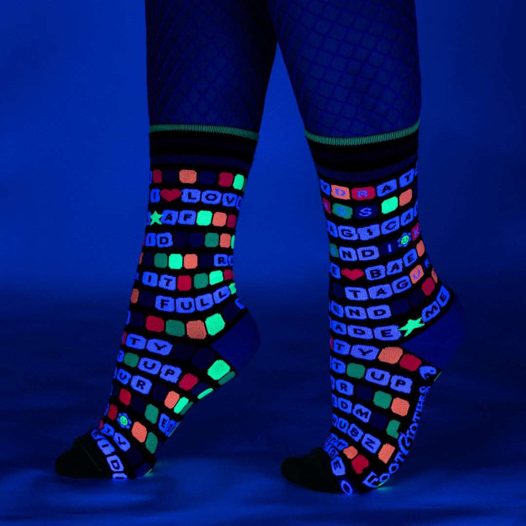 Kandi Land UV Reactive Crew Socks - ResirWrecked Costumes