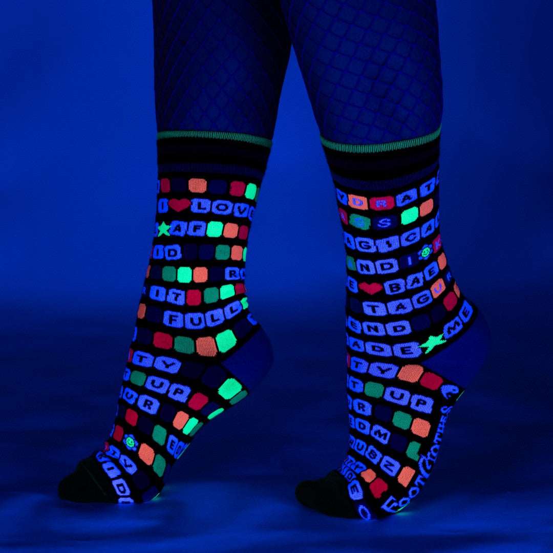 Kandi Land UV Reactive Crew Socks - ResirWrecked Costumes