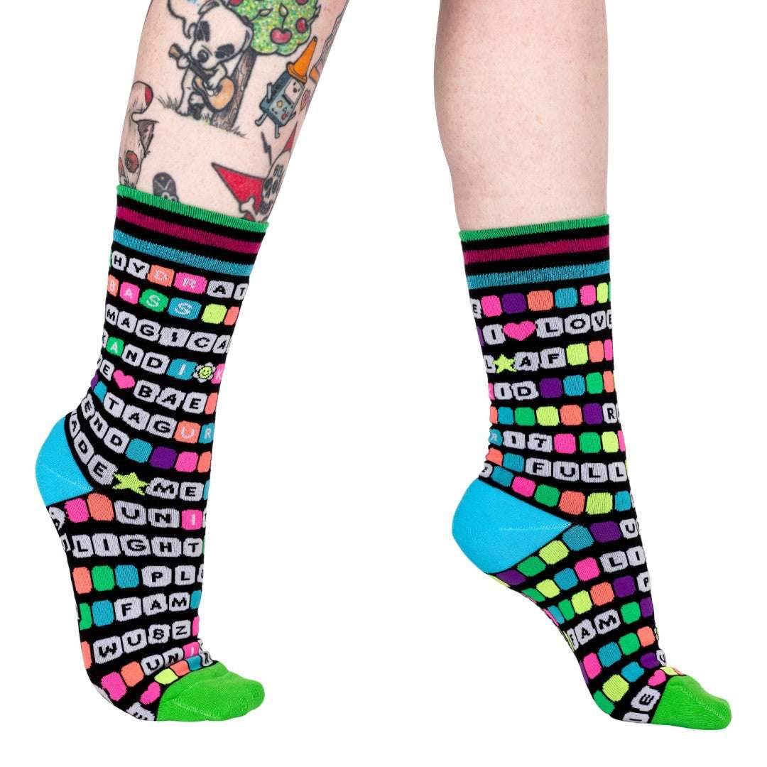 Kandi Land UV Reactive Crew Socks - ResirWrecked Costumes