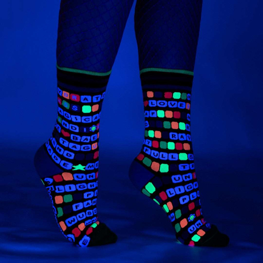 Kandi Land UV Reactive Crew Socks - ResirWrecked Costumes