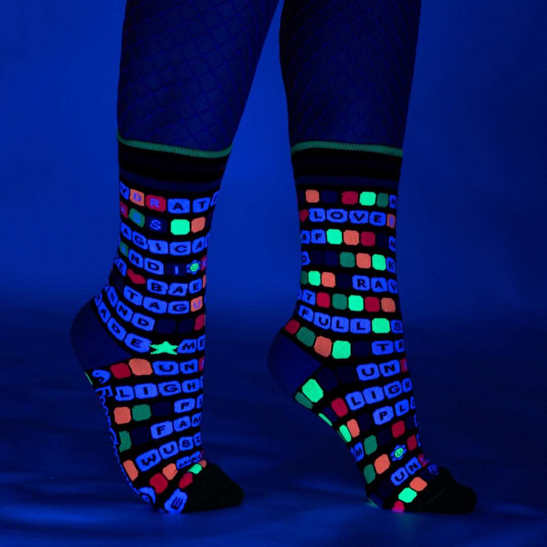 Kandi Land UV Reactive Crew Socks - ResirWrecked Costumes