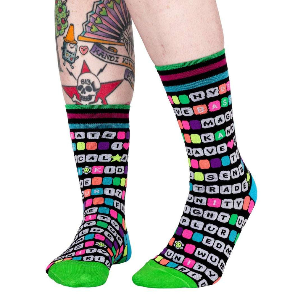 Kandi Land UV Reactive Crew Socks - ResirWrecked Costumes