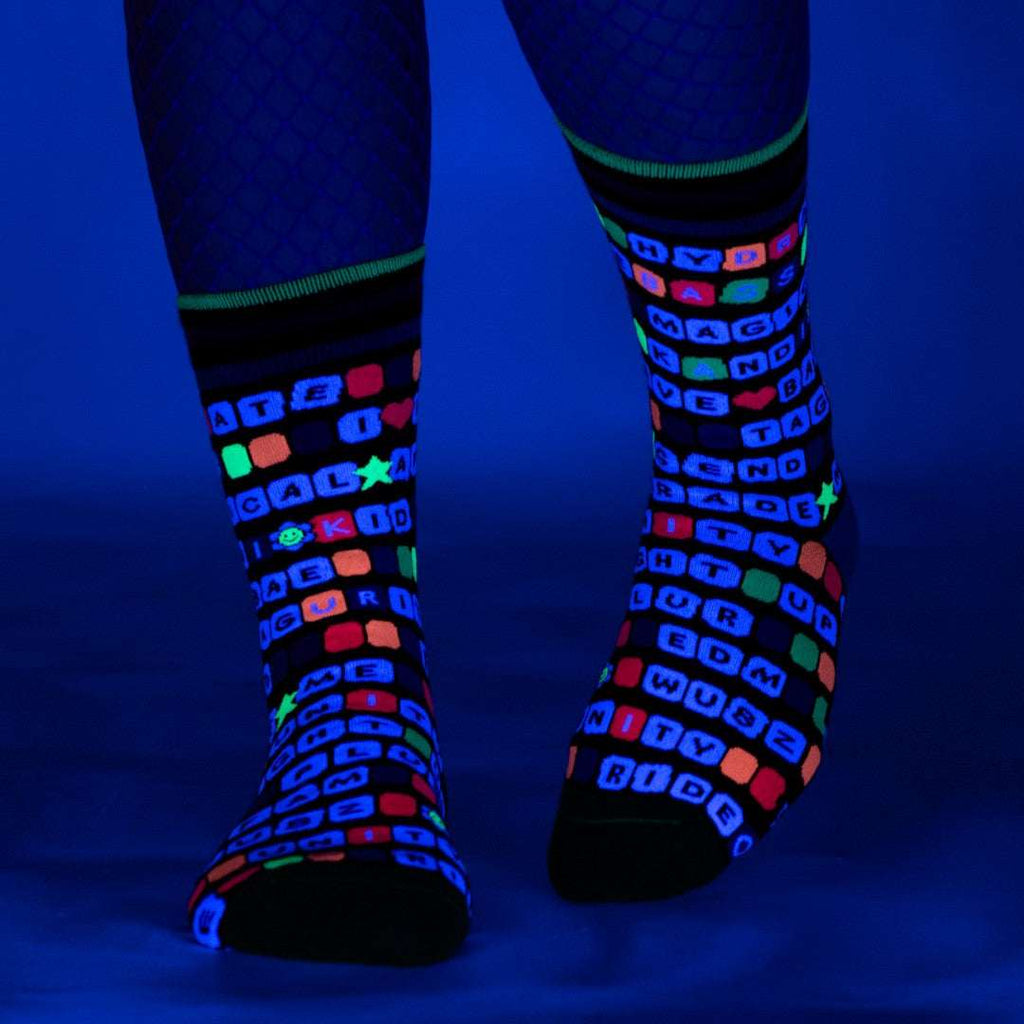 Kandi Land UV Reactive Crew Socks - ResirWrecked Costumes