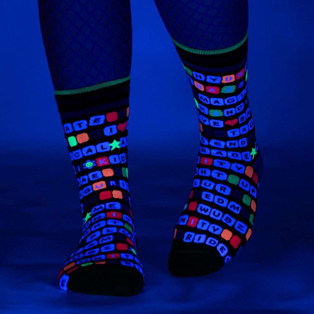 Kandi Land UV Reactive Crew Socks - ResirWrecked Costumes
