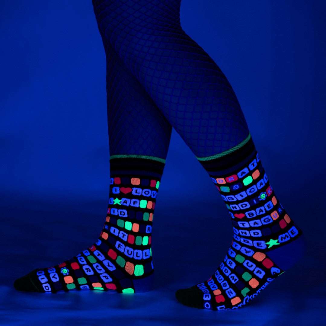 Kandi Land UV Reactive Crew Socks - ResirWrecked Costumes
