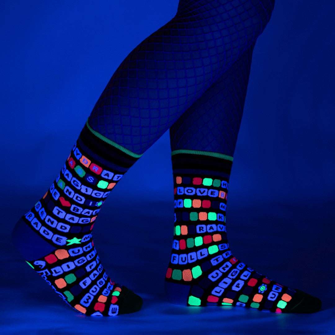 Kandi Land UV Reactive Crew Socks - ResirWrecked Costumes