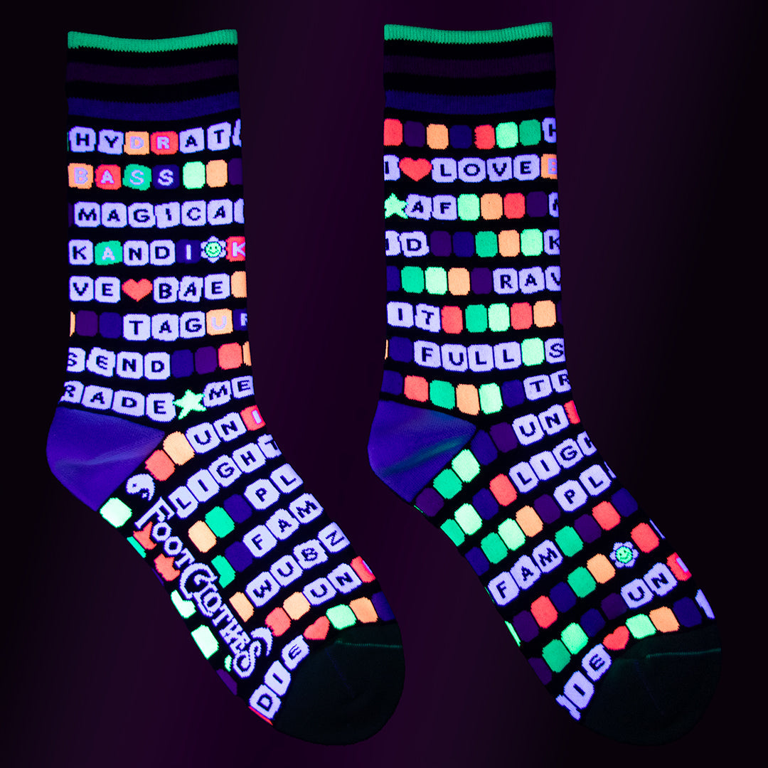 Kandi Land UV Reactive Crew Socks - ResirWrecked Costumes