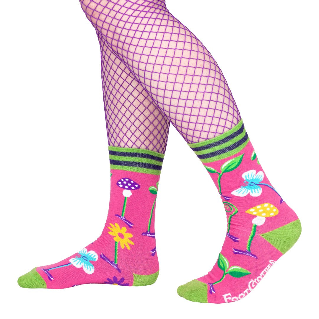 Trippy Clippies UV-reactive crew socks.