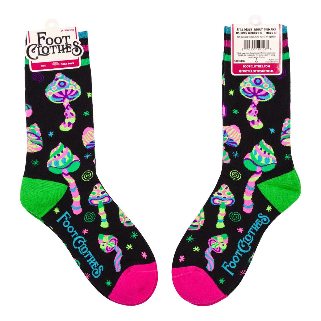 Funky Fungi UV Reactive Crew Socks - ResirWrecked Costumes