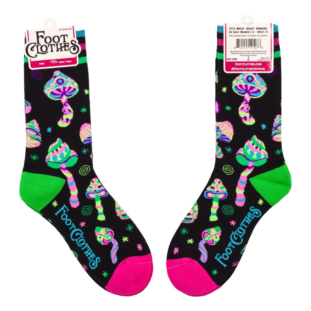 Funky Fungi UV Reactive Crew Socks - ResirWrecked Costumes