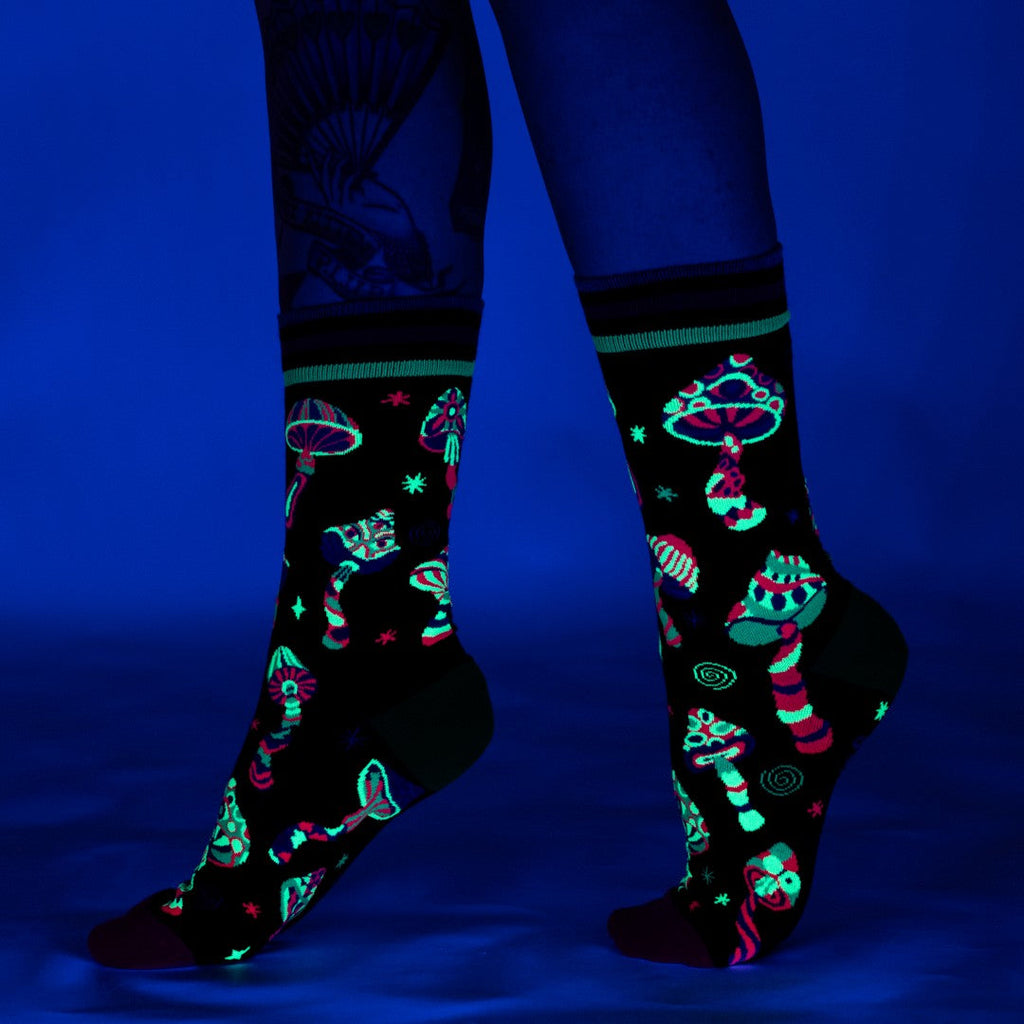 Funky Fungi UV Reactive Crew Socks - ResirWrecked Costumes