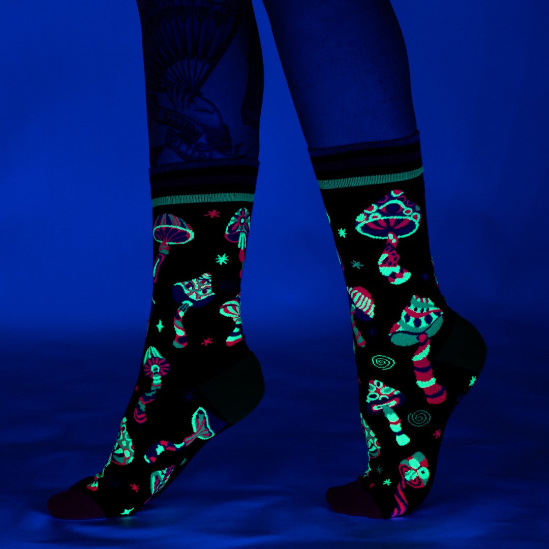Funky Fungi UV Reactive Crew Socks - ResirWrecked Costumes