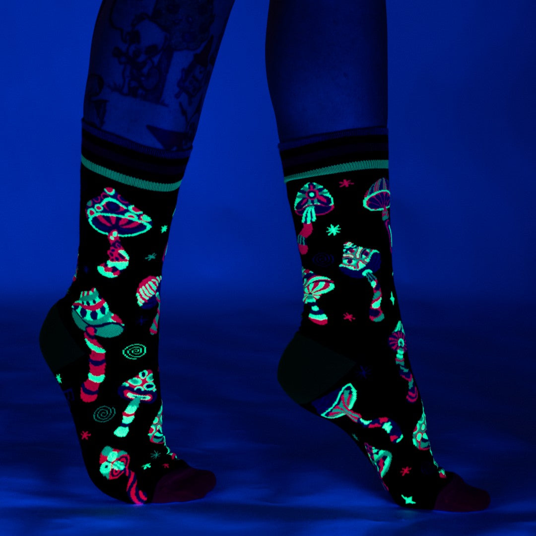 Funky Fungi UV Reactive Crew Socks - ResirWrecked Costumes