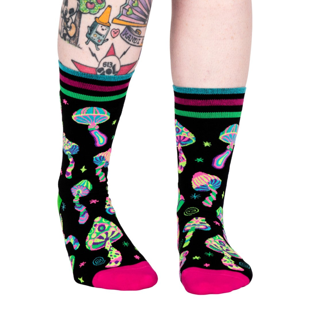 Funky Fungi UV Reactive Crew Socks - ResirWrecked Costumes